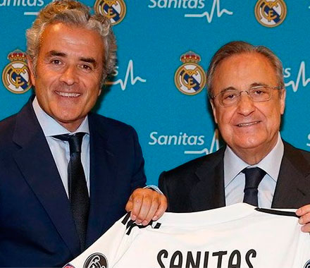  Iñaki Ereño, consejero delegado de Sanitas, y Florentino Pérez, presidente del Real Madrid.